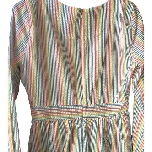 J. Crew Multicolor Pastel Rainbow Poplin Peplum Zip Back Boho Blouse Size Small - Picture 5 of 6